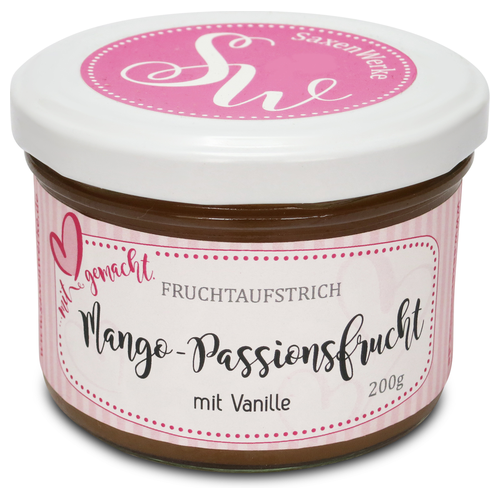 Saxenwerke Fruchtaufstrich Mango-Passionsfrucht mit Vanille 200g